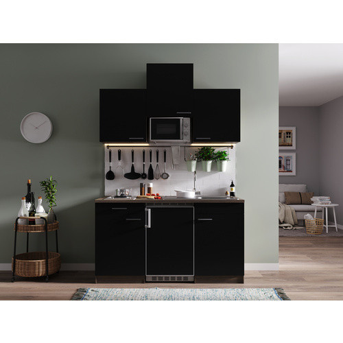 Respekta Küchenzeile Oliver in Schwarz-Eiche York Nachbildung mit E-Geräten, B/T/H: 150 x 60 x 82 cm - Bild 2