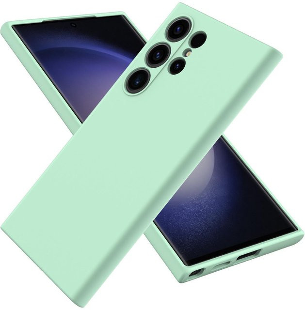Samsung Handyhülle aus Flüssigsilikon für S25 Ultra und A71 5G in Grün mit Lanyard und Business-Design - Bild 1