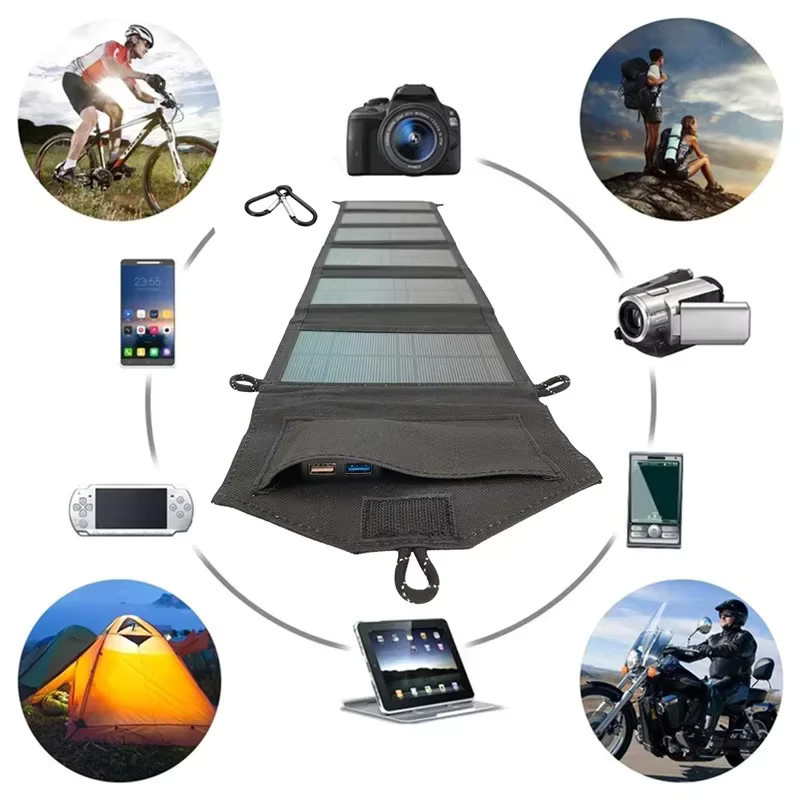 Tragbares faltbares Solar Panel mit 800 W Leistung und 6-fach Solarzellen, USB-A und USB-C Anschlüsse, Farbe: Schwarz - Bild 5