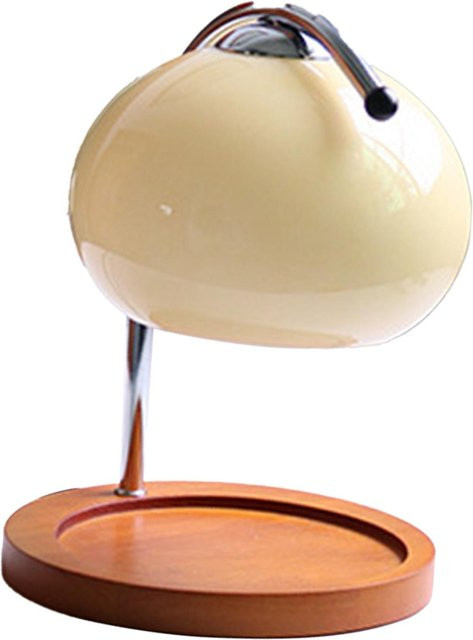 Dimmbare Kerzenwärmer Lampe von ZuiyouElectric im Retro-Design mit runder Platte in Beige aus Holz und Glas für Schlafzimmer und Arbeitszimmer - Bild 1