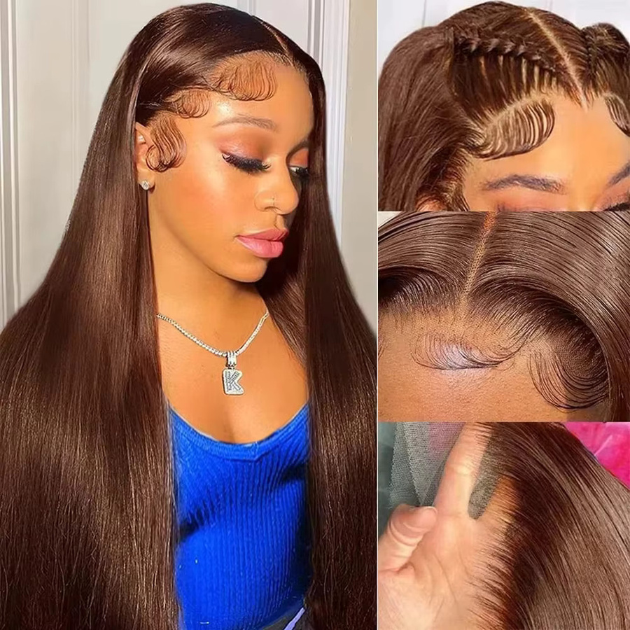 Fuduete Echthaarperücke, Remy Brazilian Straight, Schokoladenbraun, glatt - Bild 6