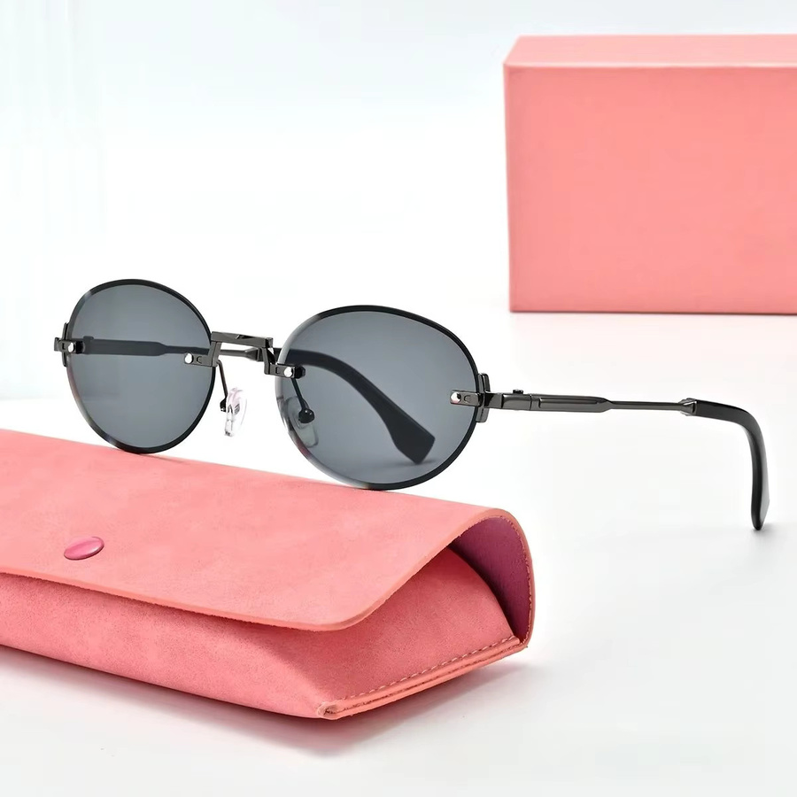 DIXSG DS-8260 Sonnenbrille, randlos, oval, Metall, grau, Damen - Bild 1
