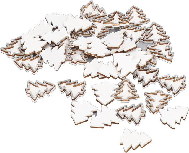 50 Stück GoolRC Holz Weihnachtsbaum Anhänger Weiß für DIY Scrapbooking und Basteln - Bild 1