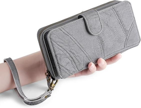 MEGSHI Brieftasche aus PU-Leder als Handyhülle für Samsung Galaxy S8 S9 S10 S20 S21 S22 S23 Plus Ultra A21s A50 A51 A70 A71 S20fe S21fe in Grau - Bild 1