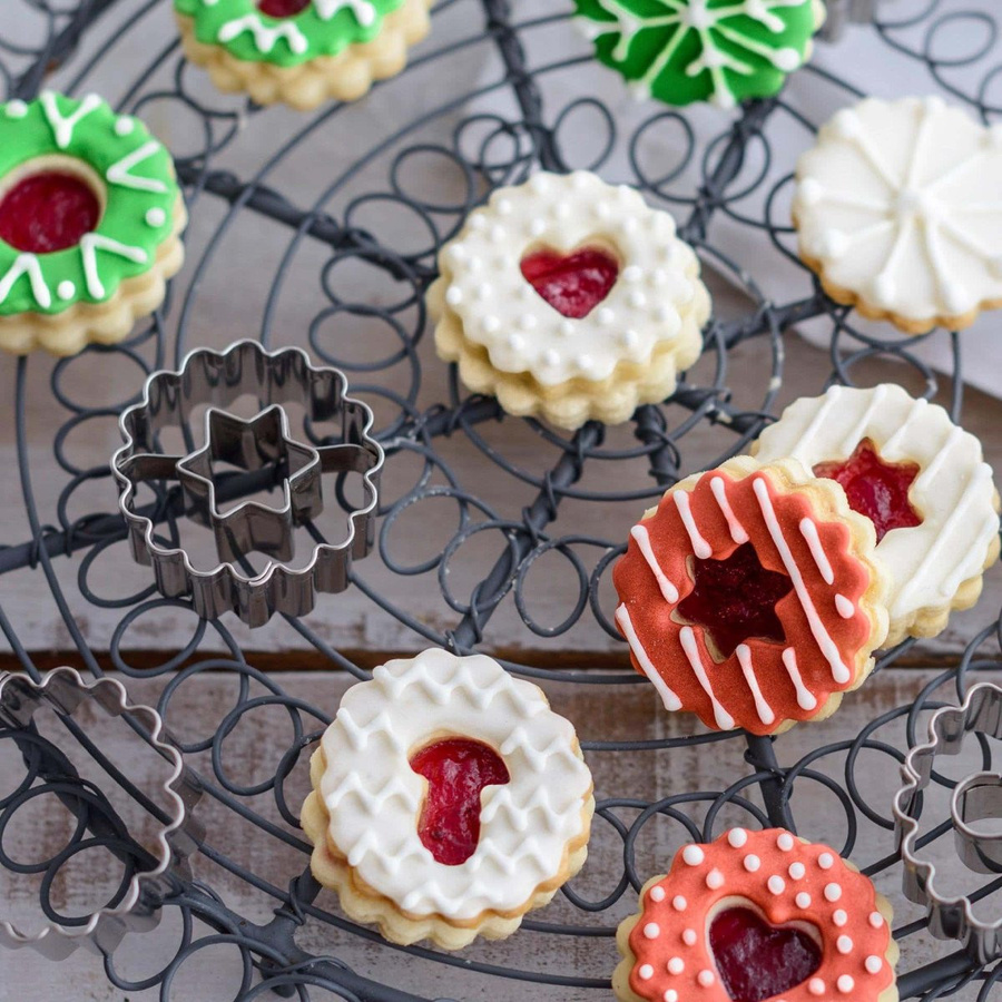 Dr. Oetker Ausstecher-Set Linzer Plätzchen, 15-teilig, Edelstahl, Silber/Weiß - Bild 2