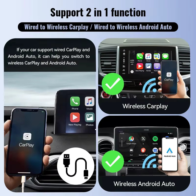 XUDA Wireless CarPlay und Android Auto Adapter in Schwarz für Nissan mit Wi-Fi Plug und Play Verbindung - Bild 3