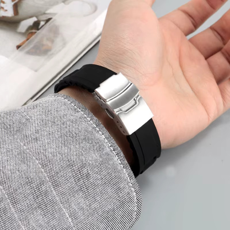 nxalp Silikon-Uhrenarmband, Schwarz, Unisex - Bild 3
