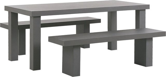 Beliani Gartentisch Set TARANTO in Grau im Industrial Design aus Stein und Metall, B/T/H: 180 x 90 x 76 cm - Bild 1