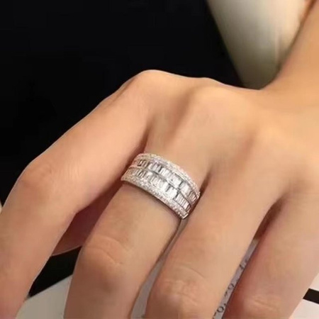 Huitan Fingerring, Silber, Messing, Zirkonia, Damen