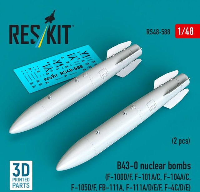 ResKit Models B43-0 Nuclear Bombs, 2-teiliges Set, 3D Printed - Bild 1