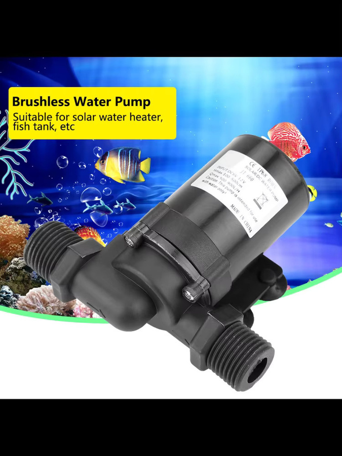 Aramox Mini bürstenlose Tauchpumpe für Solarwarmwasserbereiter, 12V, 0-80 ℃, Schwarz - Bild 7