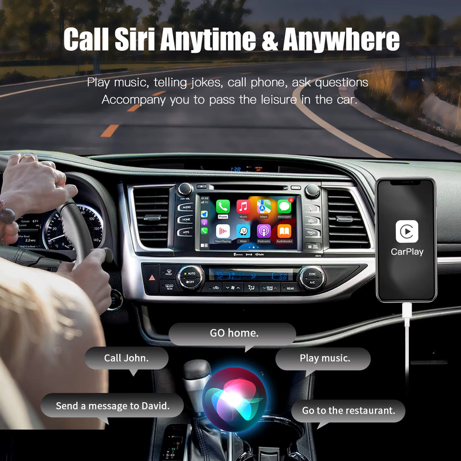 CARABC Drahtloses CarPlay und Android Auto Modul für Toyota Camry CHR RAV4 Corolla Tacoma Tundra Highlander Prius 4Runner Yaris in Silber - Bild 4