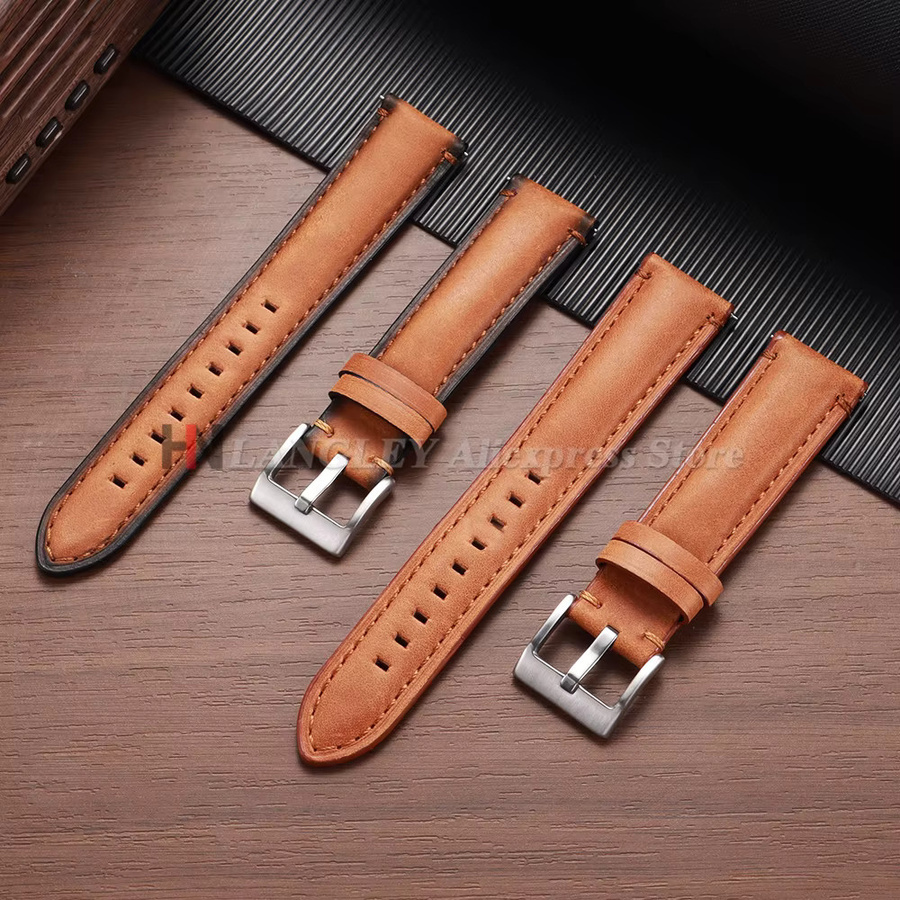 Uhrenarmband Leder, Edelstahl, Silber, Herren - Bild 1