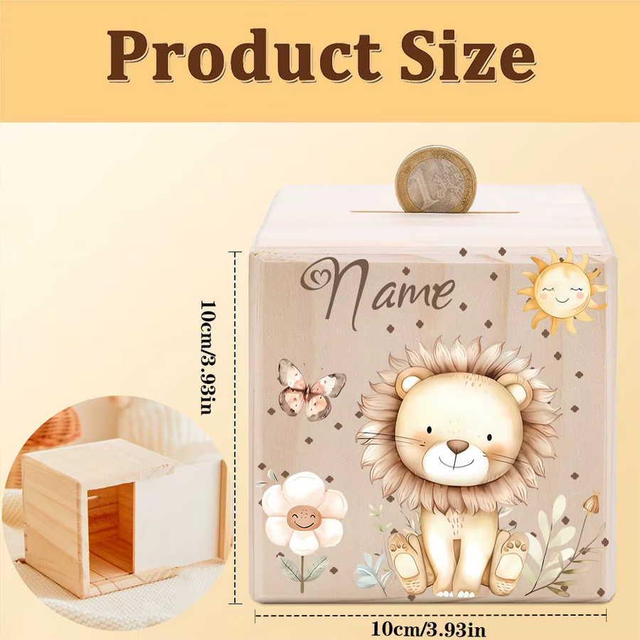 Personalisiertes Holz-Sparschwein mit Namen als Kinder-Münzbank und Weihnachtsgeschenk für das Kinderzimmer - Bild 2