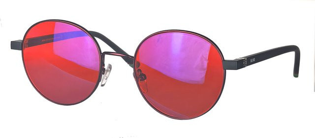 SHINU Blaulicht-Computerbrille, rund, Vollrand, Metall, schwarz, orange, Damen - Bild 1