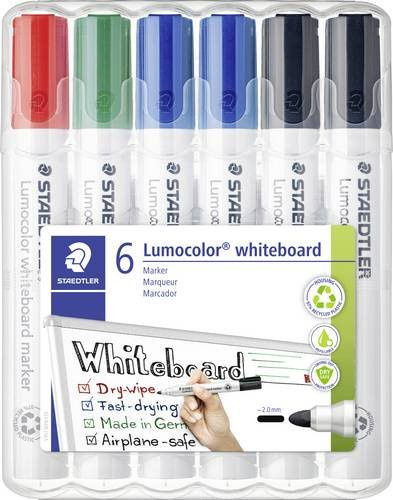 Staedtler Lumocolor 351 Whiteboardmarker Set mit Keilspitze, 6 Stück in Rot, Blau, Grün und Schwarz - Bild 1