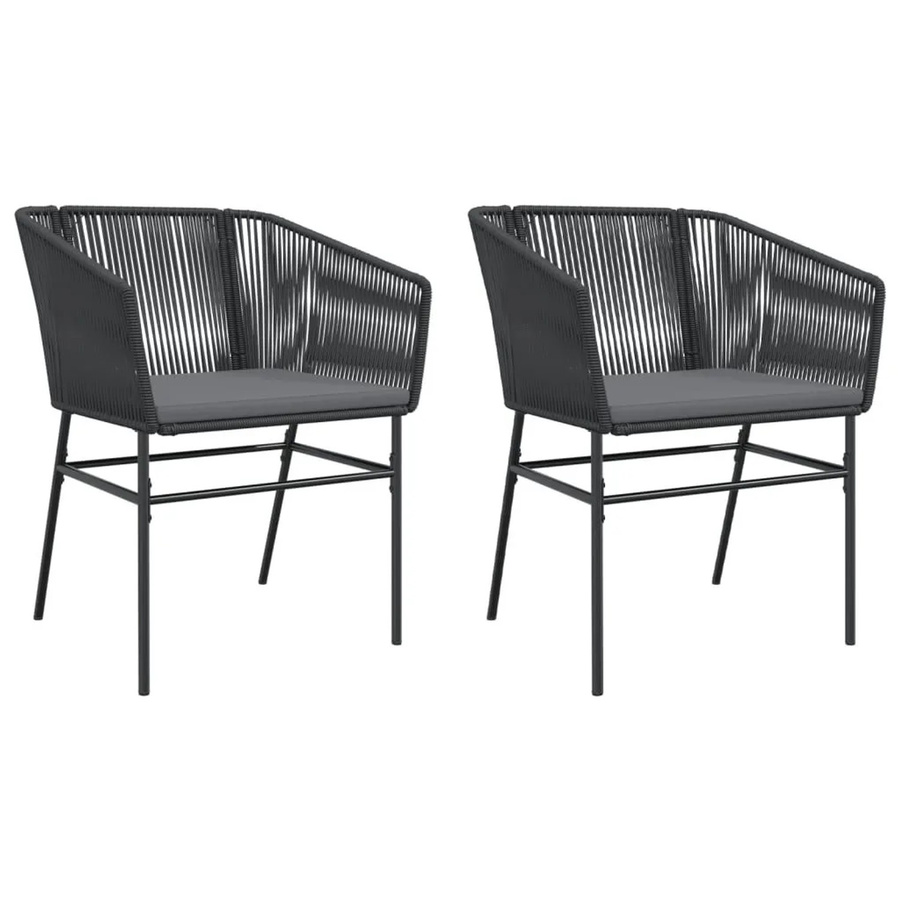 Furnicato Gartenstühle Set aus 2 Stück in Schwarz aus Poly Rattan mit UV-beständigen Kissen und Armlehnen - Bild 2