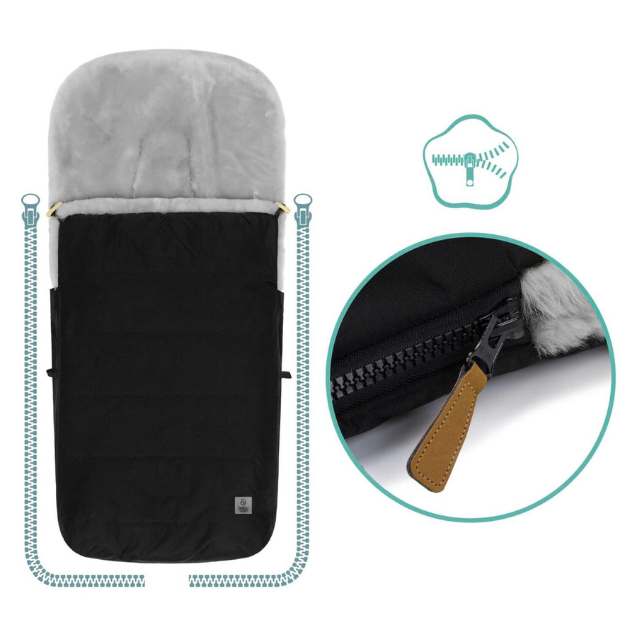 Babycab Winterfußsack Lille Alpina aus Lammfell in Schwarz - Bild 2