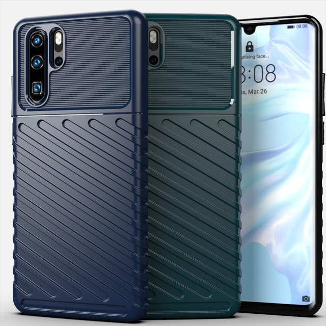 Stoßfeste Silikon-Handyhülle für Huawei P30 und Huawei P30 Pro in Schwarz oder Blau - Bild 1