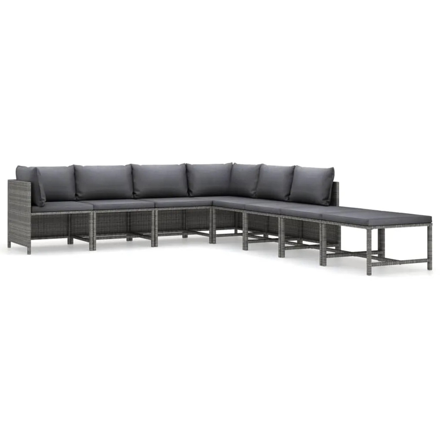 vidaXL 8-tlg Garten-Lounge-Set aus Poly Rattan mit Kissen in Grau/Anthrazit Modell 8 - Bild 2
