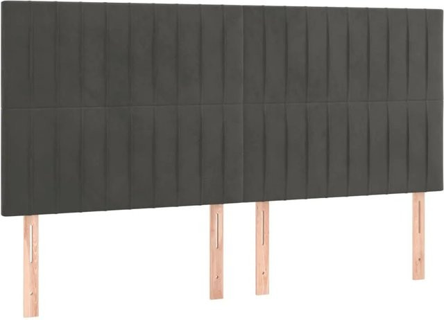 vidaXL LED Kopfteil aus Samt in Dunkelgrau mit USB-Ladeport, Breite: 160 cm, Tiefe: 5 cm, Höhe: 118 cm bis 128 cm - Bild 1
