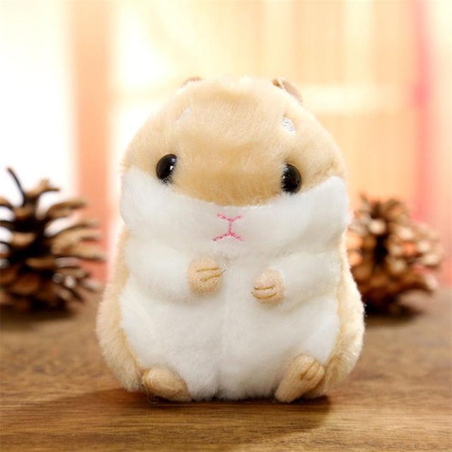 Hamsterpuppe Plüschtier, Schlüsselanhänger, 10cm, beige - Bild 1