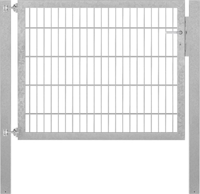 Einzeltor Flexo Plus aus Stahl mit Pfosten, Feuerverzinkt, B: 125 cm, H: 100 cm, Pfosten B: 80 cm, T: 80 cm - Bild 1