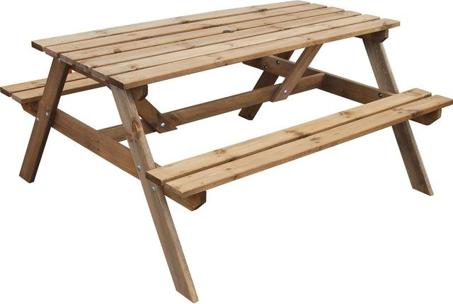 Andrewex Picknick-Gartentisch aus Holz mit Bänken in Braun, B/T/H: 130,5 x 71,2 x 71,2 cm - Bild 1