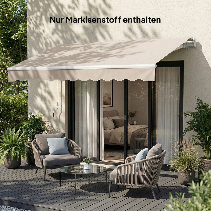Outsunny Markisenbespannung in Creme mit UV-Schutz und Wasserabweisung als Ersatzstoff für 3,5 x 2,5 m - Bild 2