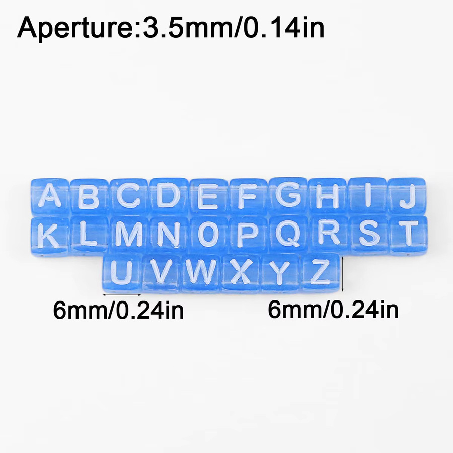 JHNBY Alphabetperlen Acryl, 6mm, Himmelblau - Bild 2