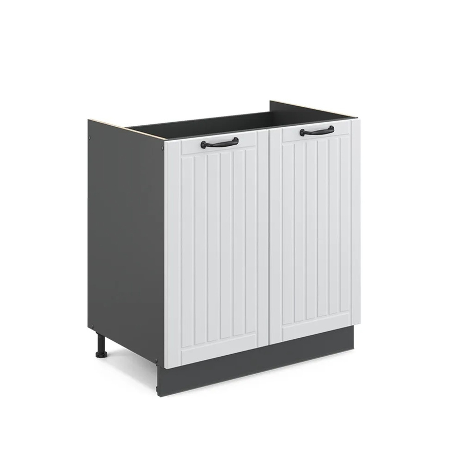 Vicco Spülenunterschrank Fame-Line Landhausstil Weiß Anthrazit Breite: 80 cm, Höhe: 82 cm, Tiefe: 51,6 cm - Bild 3