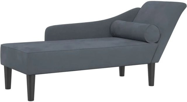 vidaXL Chaiselongue in Grau aus Samt mit Kissen, modernes L-Shape Sofa mit Schaumstofffüllung, Breite: 141,0 cm, Tiefe: 55,5 cm, Höhe: 66,5 cm - Bild 1
