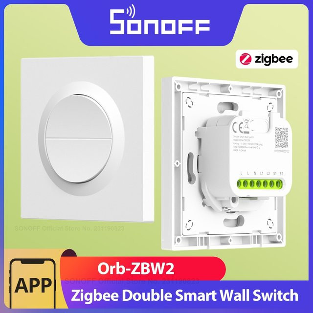 SONOFF Orb-ZBW2 Zigbee Smart Wandschalter MINI-ZB2GS-E 2-Gang 16A in Weiß - Bild 1