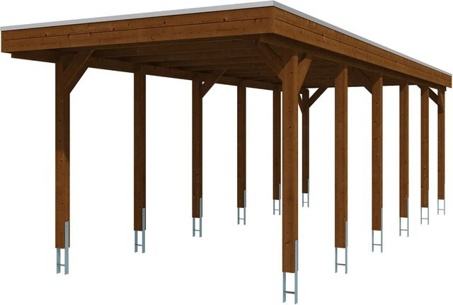 SKANHOLZ Carport Friesland aus Fichte mit EPDM-Dach in Nussbaum Braun, B: 860 cm, T: 320 cm, H: 239 cm - Bild 4
