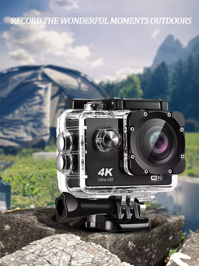DIXSG Ultra HD 4K Action Kamera mit 2,4-Zoll-Bildschirm, WiFi und Fernbedienung, wasserdicht für Sport und Unterwasseraufnahmen - Bild 2