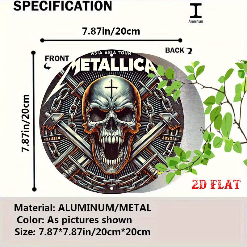 Rundes Aluminium-Blechschild von Potdemiel mit Totenkopf und Kreuz-Symbol, Durchmesser: 20 cm - Bild 2