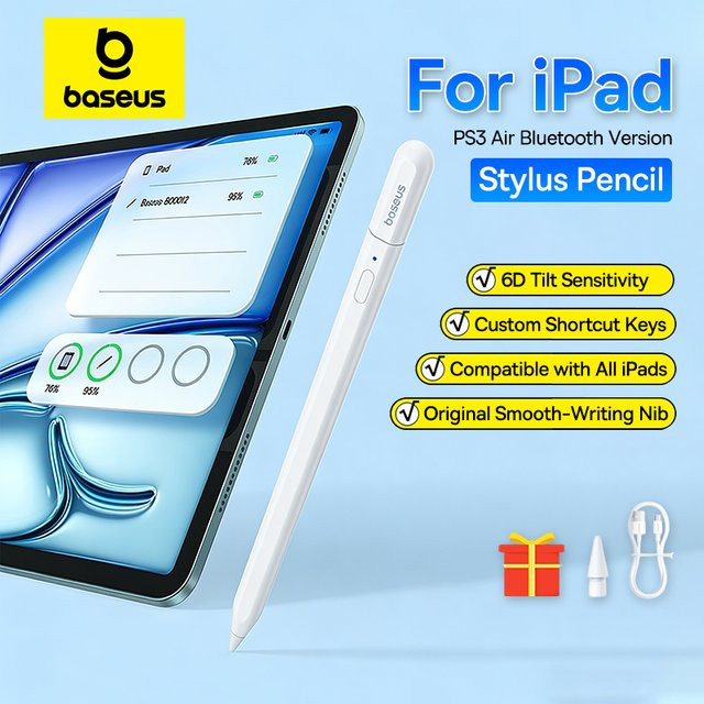 Baseus PS3 Air Bluetooth Stylus Stift für iPad in Weiß – Universeller Touch-Schreibstift für iPad Air, Pro und Mini - Bild 1