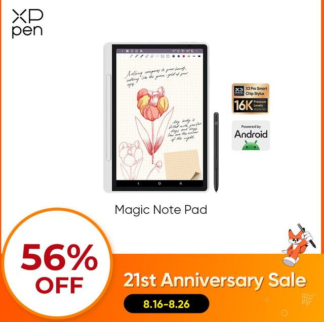 XPPen Magic Notizblock Android 14 Weiß Digitales Schreib-Notebook mit farbigem E-Ink-Display und Grafiktablett-Funktion - Bild 1
