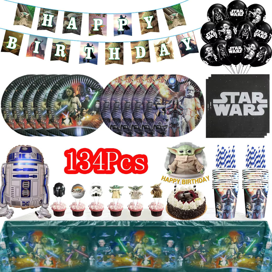 Hasbro Star Wars Einweggeschirr Set mit Yoda Motiv in Multicolor für Kindergeburtstag und Party Deko - Bild 3