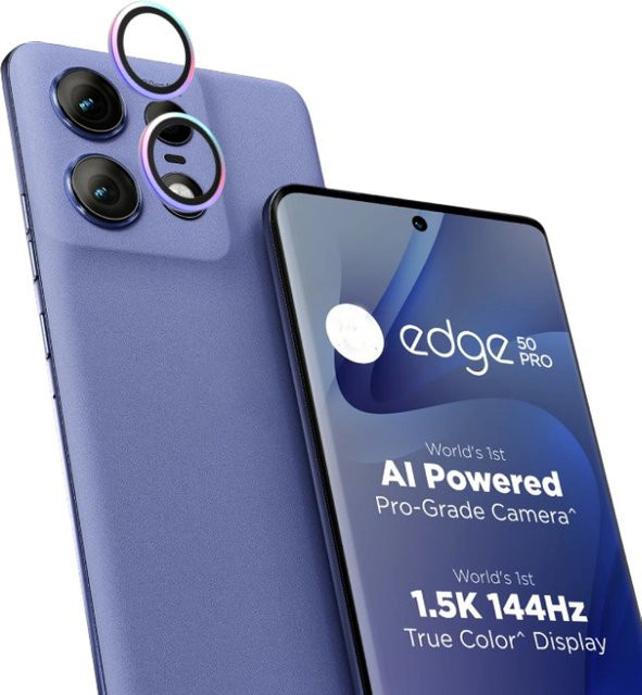 Motorola Edge 50 Pro Rückfahrkamera-Schutzglas mit Metallringen in Schwarz für Moto Edge 50 und 40 Neo - Bild 1