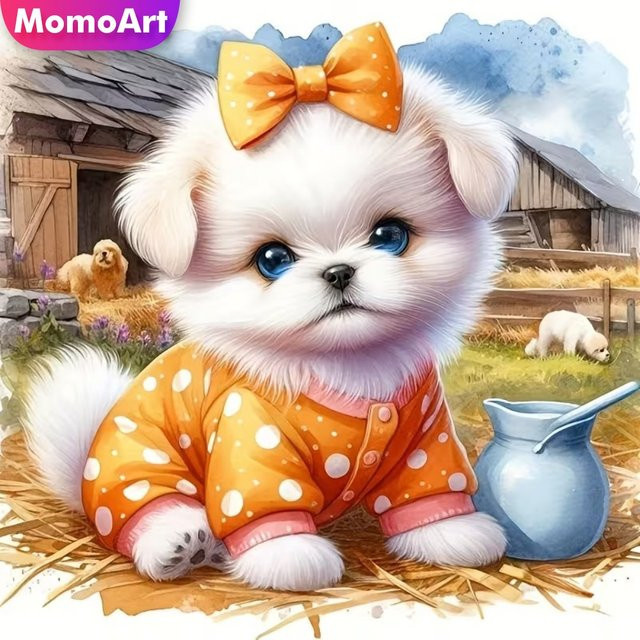 Momoart Diamantmalerei Hund Tier DIY Mosaik Stickerei Wanddekoration Multicolour B/B/B: 20 x 20 x 20 cm - Bild 1