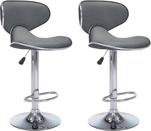 vidaXL Barhocker 2er Set Grau Kunstleder mit verchromtem Stahl und 360 Grad Drehsitz B/T/H: 59 x 46 x 110 cm - Bild 1