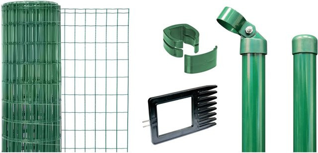Alberts Fix-Clip Pro Metallzaun-Set aus Stahl, grün, Schweißgitter kunststoffbeschichtet, Höhe: 102 cm, Länge: 25 m - Bild 1