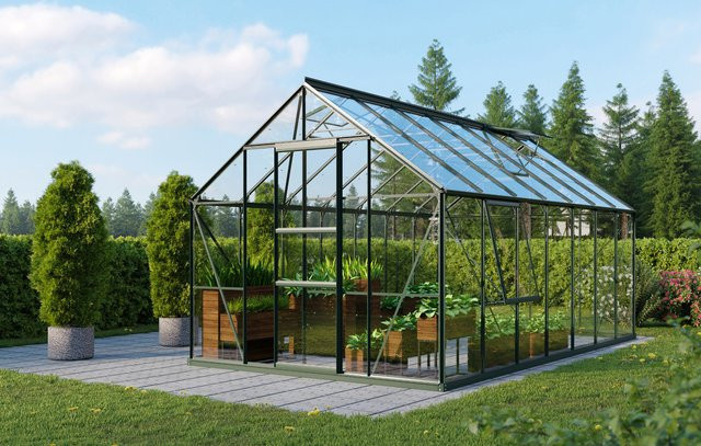 Vitavia Gewächshaus Meridian 11500 in Smaragdgrün mit 11,5 m² Fläche, Aluminiumrahmen und Sicherheitsglas - Bild 1