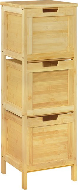 Eugad Bambus-Badezimmerschrank als Eckschrank mit 3 herausnehmbaren Schubladen, Beige, B/T/H: 30 x 30 x 90 cm - Bild 1