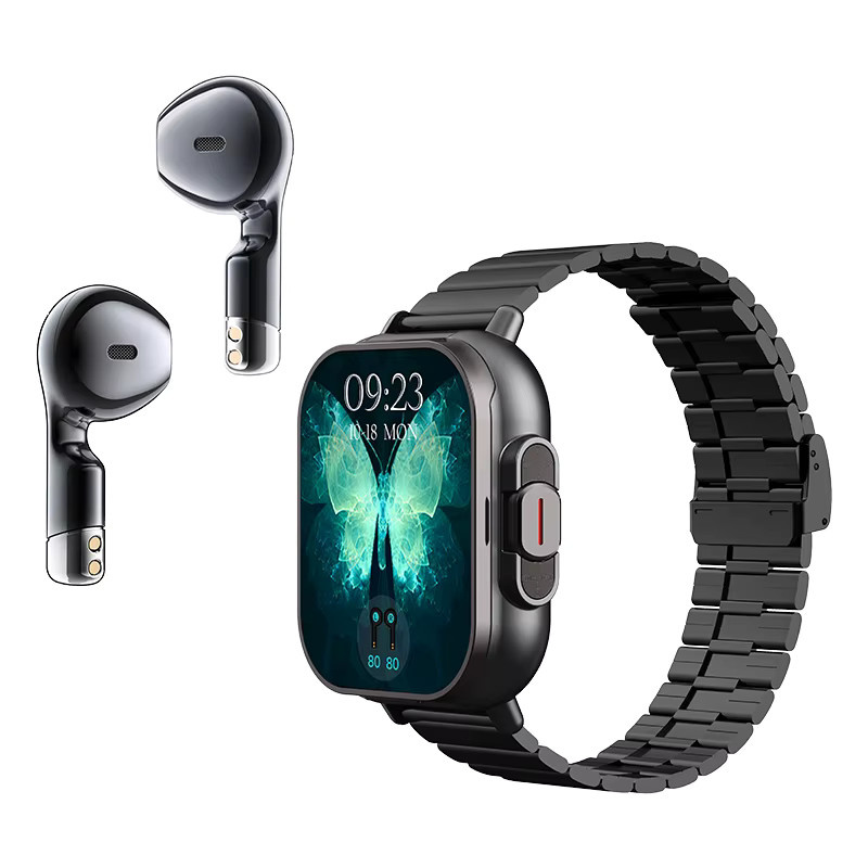 LIGE 2-in-1 Smartwatch mit integriertem TWS Bluetooth Headset in Schwarz mit NFC, Telefonfunktion und Gesundheitsüberwachung für Herzfrequenz und Blutdruck - Bild 4