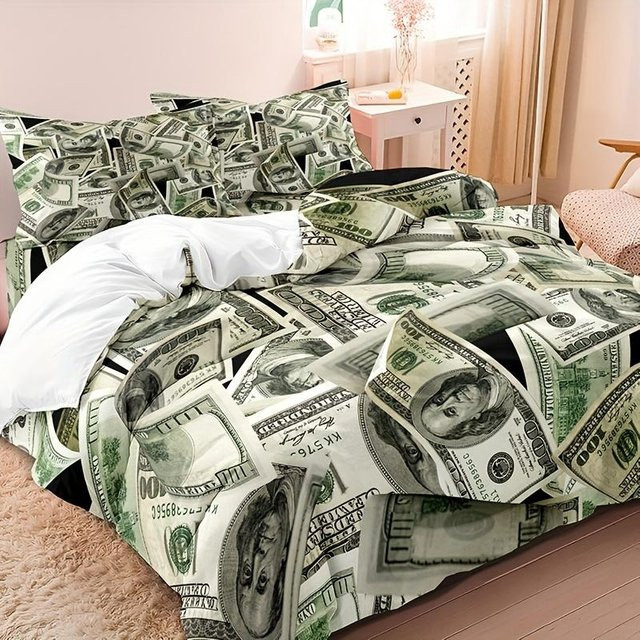 Bettwäsche-Set Binchi Outdoor Product mit Hundert-Dollar-Schein Motiv in Multicolour, B/H: 140 x 210 cm - Bild 1