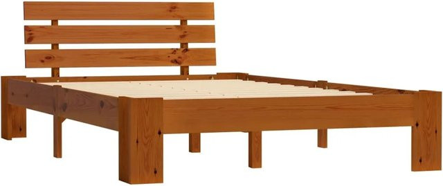 vidaXL Massivholzbett aus Kiefer in Honigbraun, B/T/H: 140 x 200 x 66 cm - Bild 1