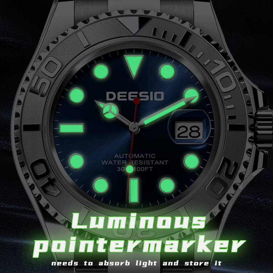 deesio Armbanduhr Automatik, Edelstahl, Saphirglas, Blau, Herren - Bild 4