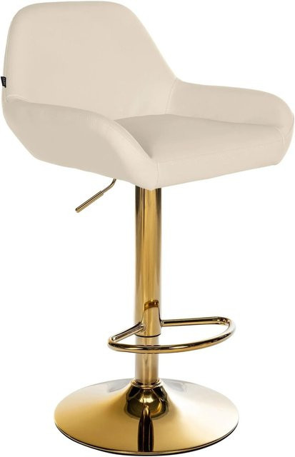 DELUKE Barhocker BIKEL höhenverstellbarer Barstuhl mit Lehne aus Kunstleder in Creme Gold, B/T/H: 51 x 52 x 89 cm - Bild 1